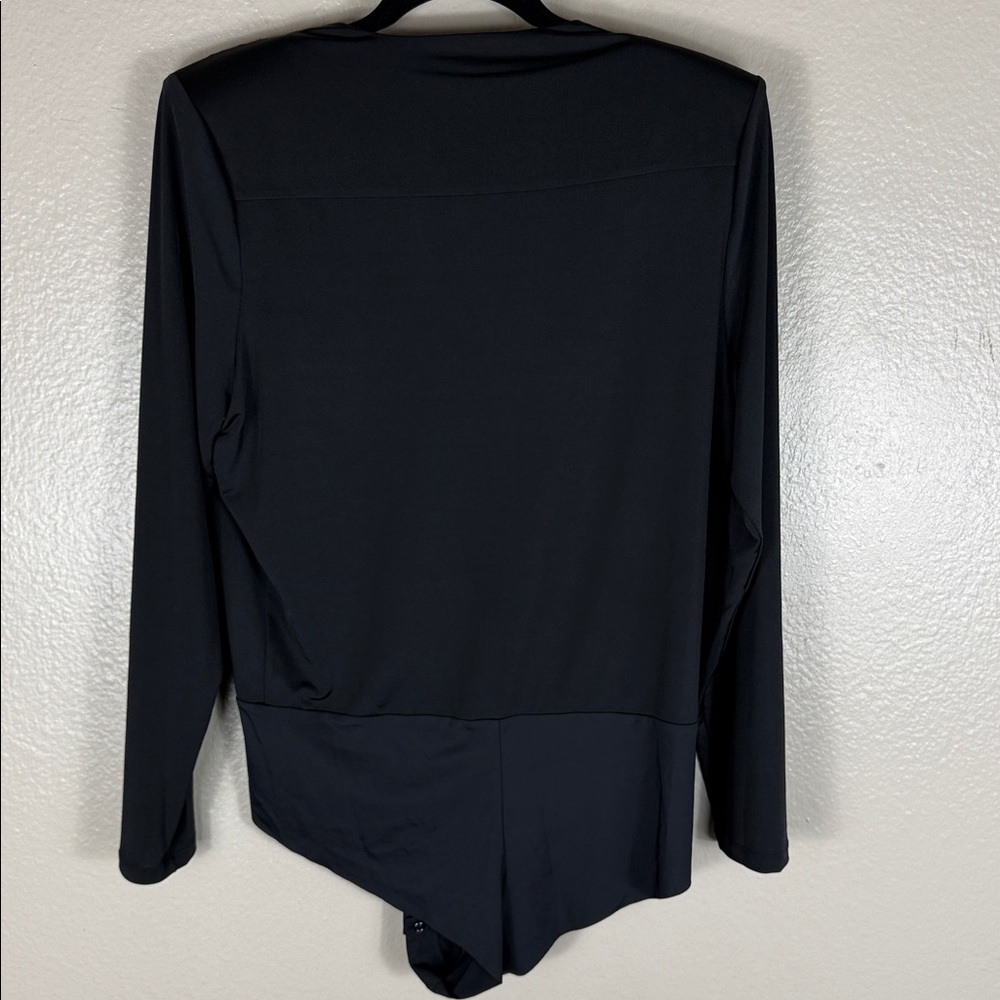 NWOT L'AGENCE Black Draped Wrap Long-Sleeve Bodysuit - Picture 9 of 9
